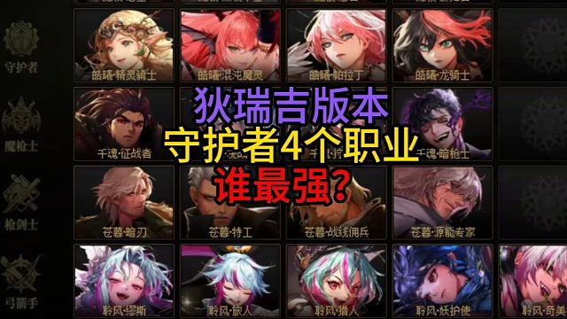 狄瑞吉版本守护者4个职业谁最强？