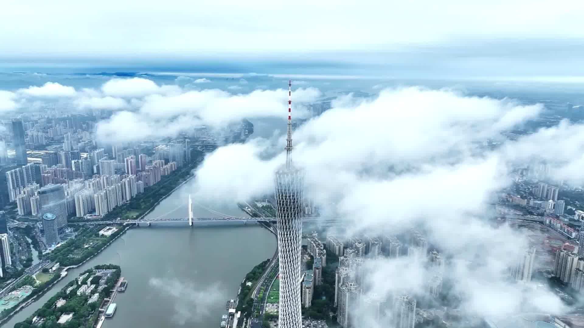 云海中的广州塔你看过么？#大成航空 #低空经济 #航拍摄影