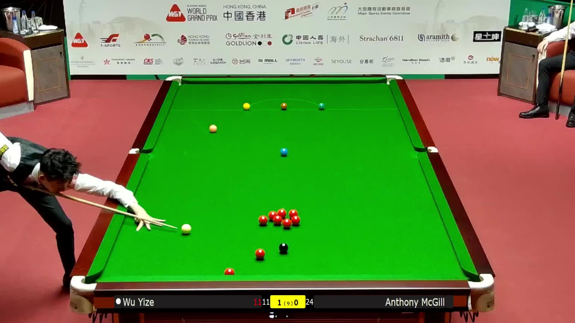吴宜泽VS安东尼·麦克吉尔 2026斯诺克世界大奖赛