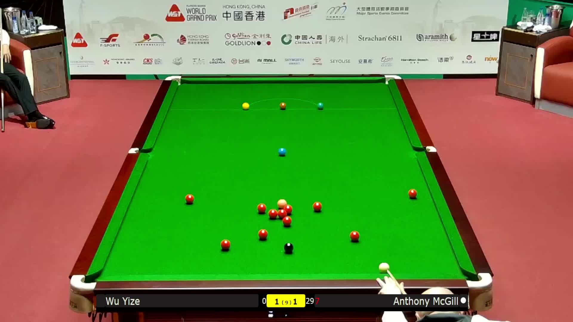 吴宜泽VS安东尼·麦克吉尔 2026斯诺克世界大奖赛