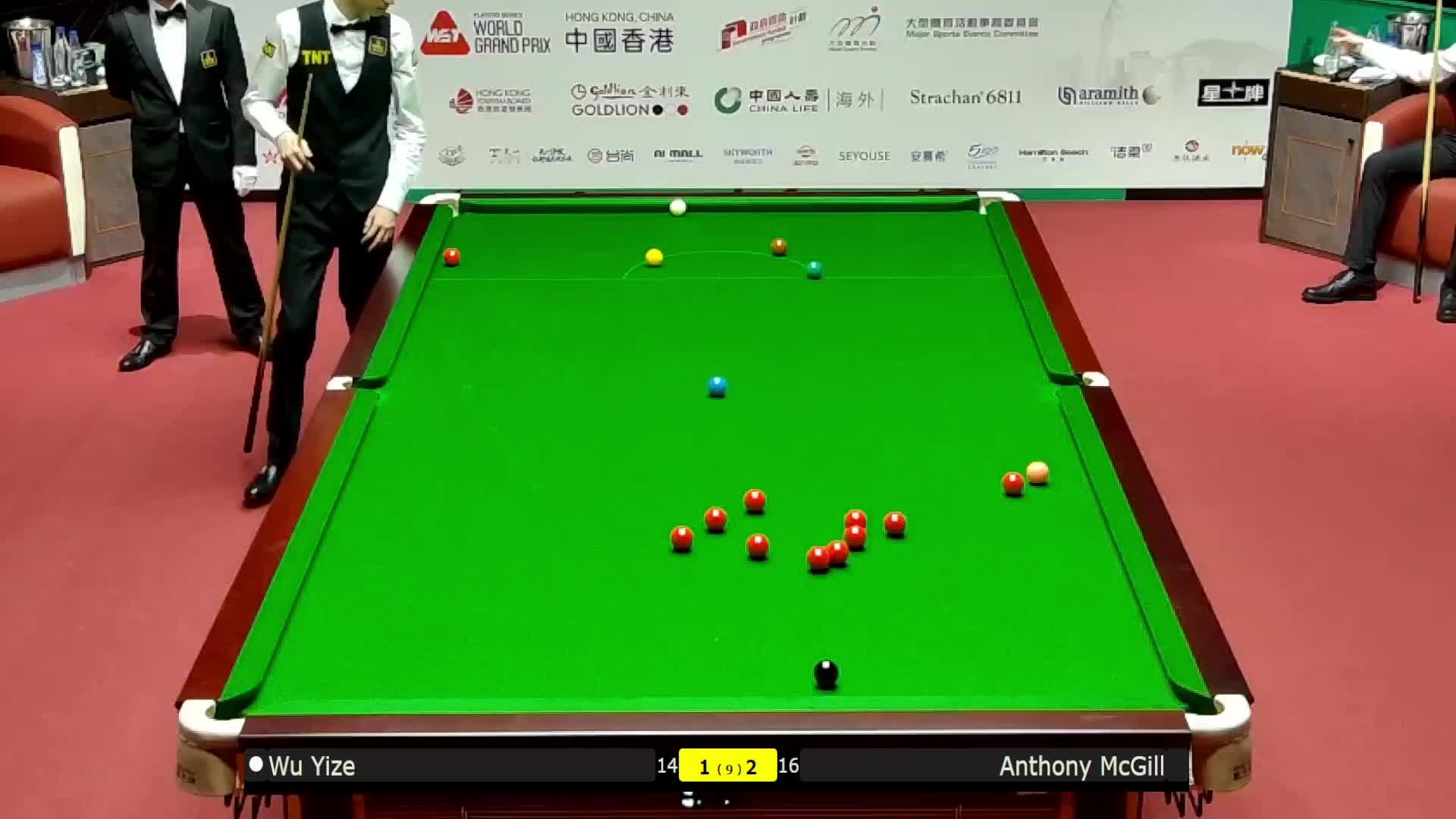 吴宜泽VS安东尼·麦克吉尔 2026斯诺克世界大奖赛