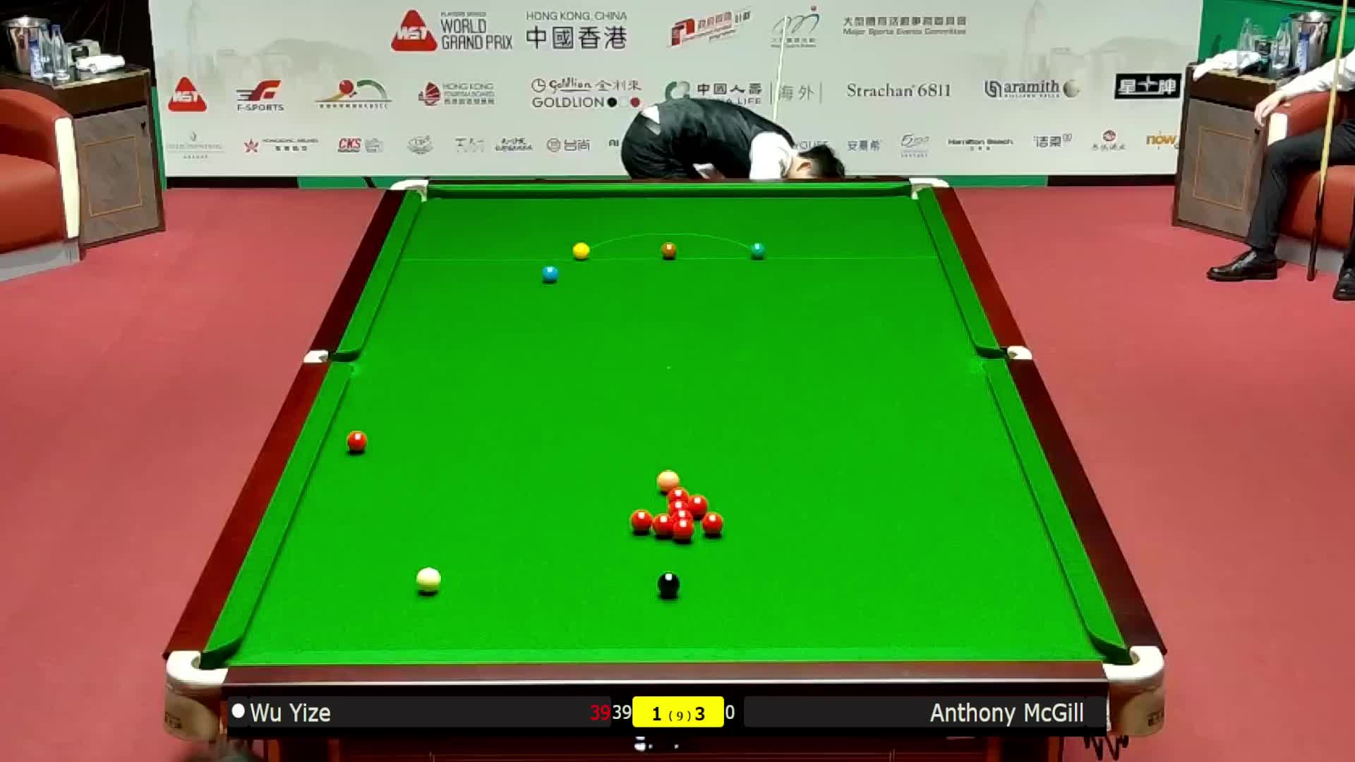 吴宜泽VS安东尼·麦克吉尔 2026斯诺克世界大奖赛
