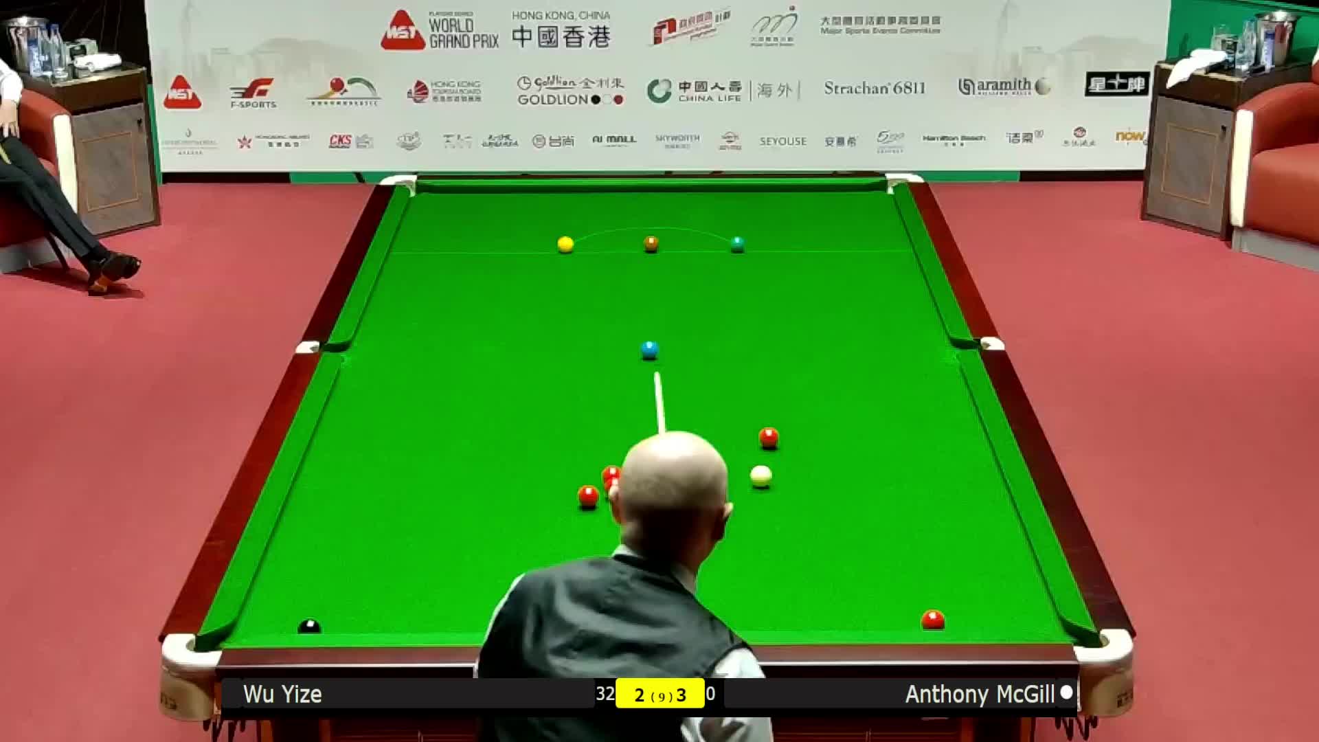吴宜泽VS安东尼·麦克吉尔 2026斯诺克世界大奖赛