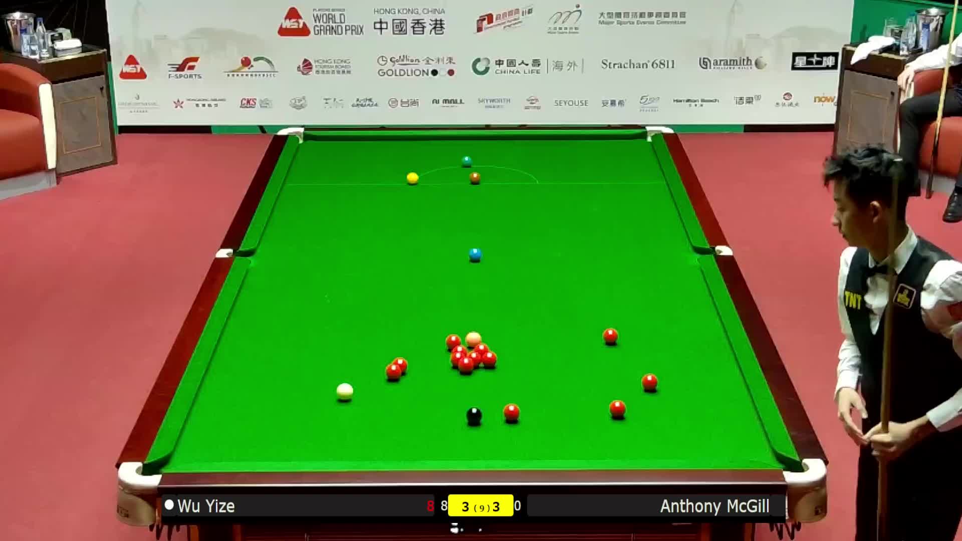 吴宜泽VS安东尼·麦克吉尔 2026斯诺克世界大奖赛