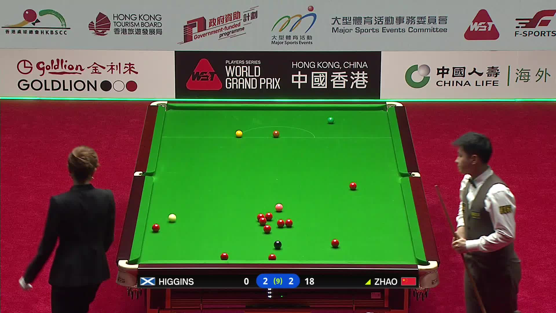 约翰·希金斯VS赵心童 2026斯诺克世界大奖赛