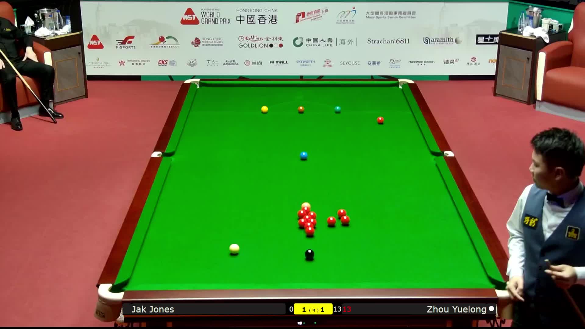 杰克·琼斯VS周跃龙 2026斯诺克世界大奖赛