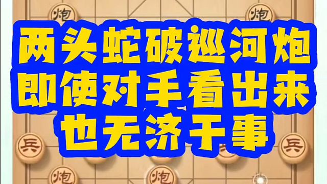 两头蛇破巡河炮即使对手看出来也无济于事！如何快速提升象棋水平？如何学习象棋布局、中局、残局？真心教棋