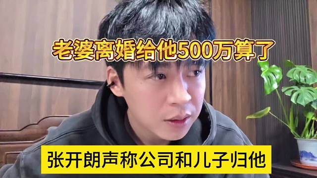 张开朗声称公司和儿子归他，老婆离婚给他500万