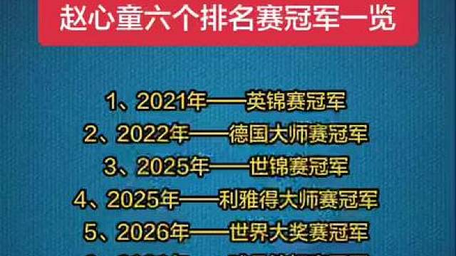 太牛了！赵心童生涯6次参加职业赛事决赛，居然全部夺冠，至今仍然保持100%的决赛胜率，估计以后再进决赛，对手不管是谁，心里都得发怵了，不得不说，如今的赵心童，已是世界斯诺克一流球手的存在，预祝未来取得更大成就，早日成为大满贯！
