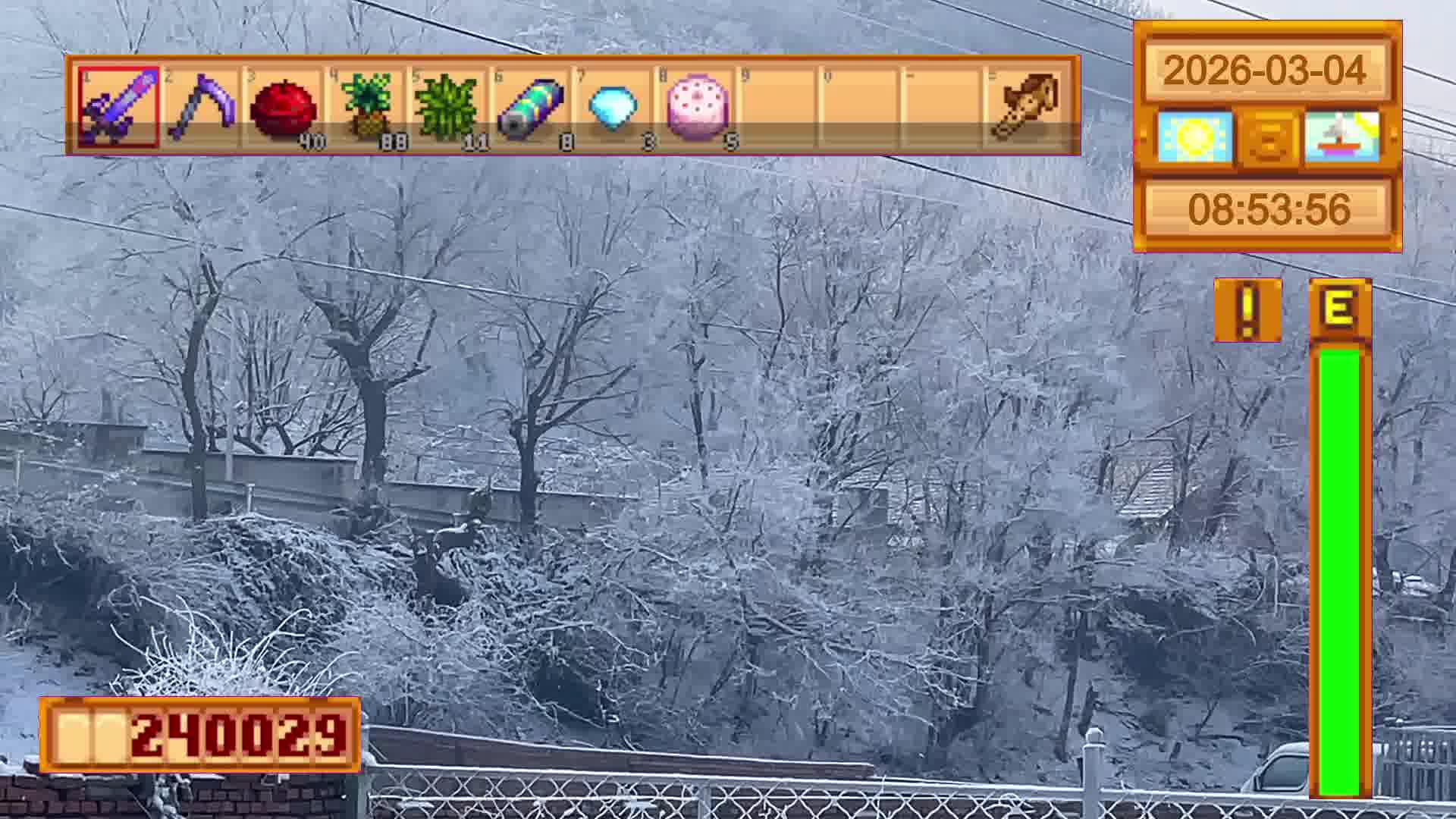 【星露谷物语】院子外的雪景！感觉白茫茫的！