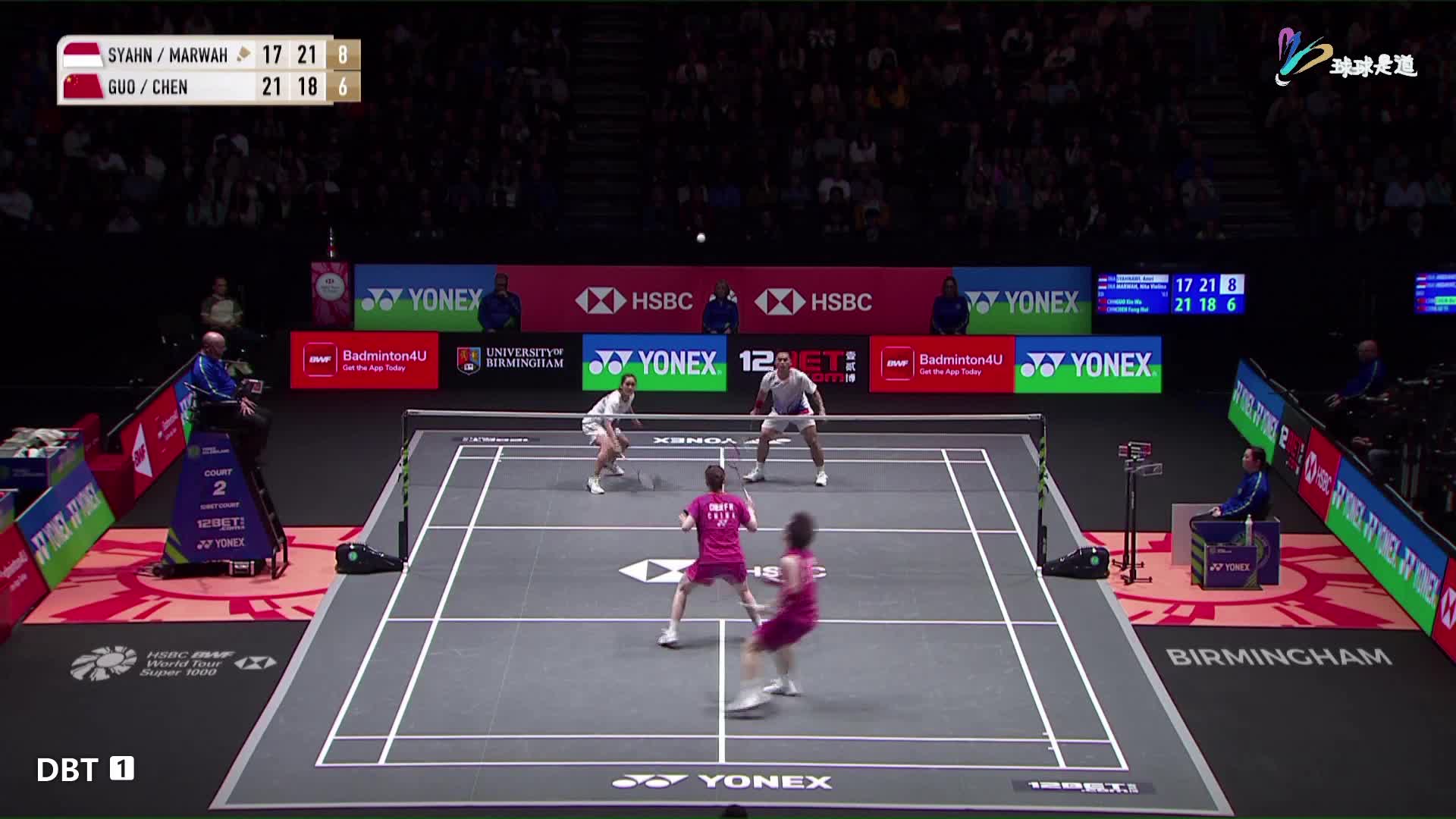 西亚纳维/马尔瓦vs郭新娃/陈芳卉全英羽毛球公开赛1/4下