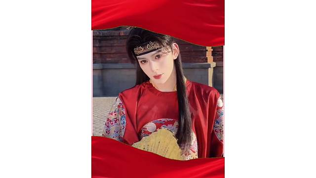 古风红衣公子街头炸场