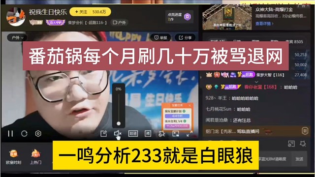 一鸣分析233都是白眼狼，番茄哥每个月刷几十万都被骂退网