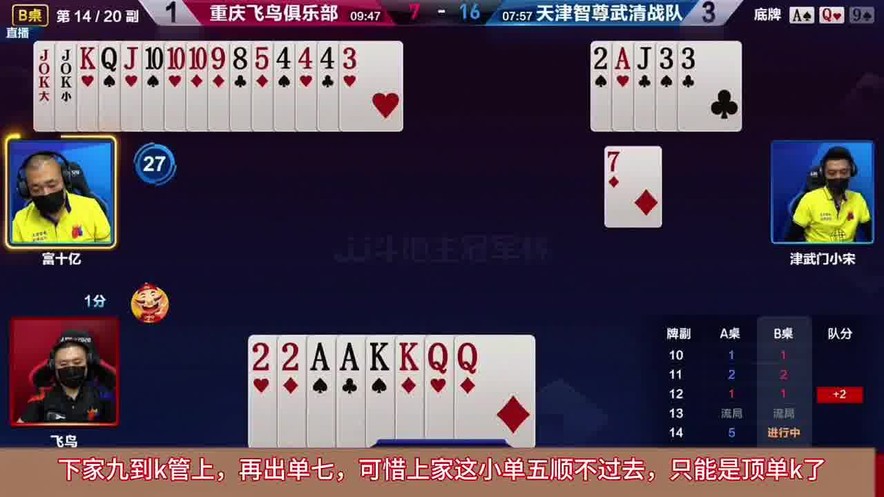 地主顶二上家直接秒过，手里虽然有双王但是没诈点