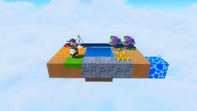 蛋仔派对：水方块生存第六集！人工智障机器人，误激活下界传送门