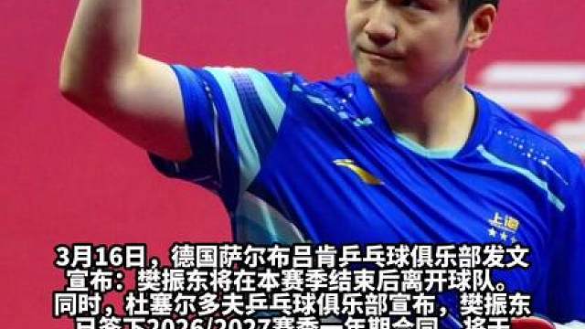 樊振东官宣转会