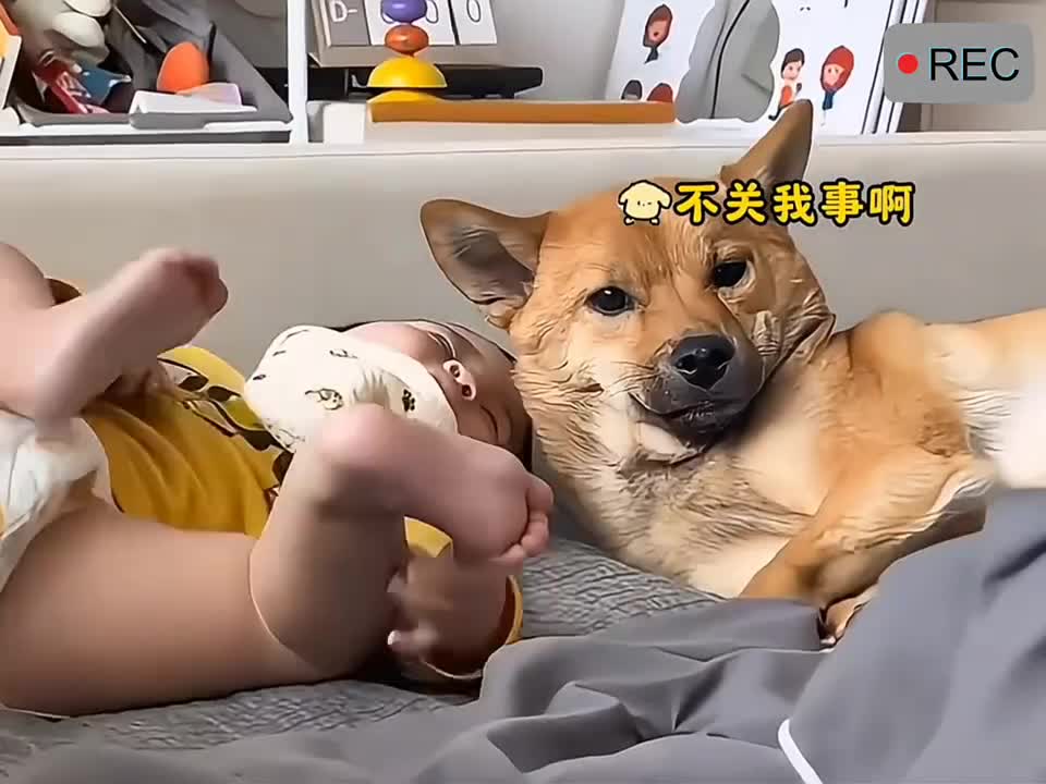 被人类幼崽逼疯的狗子。