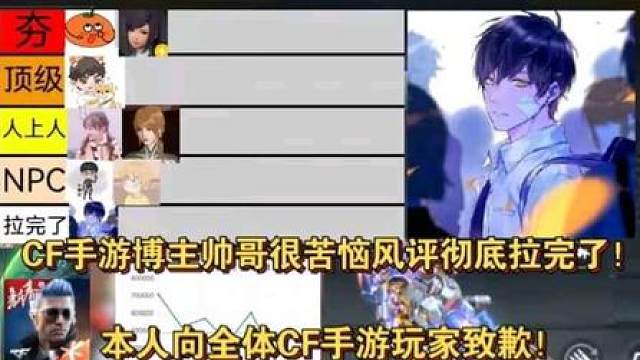 CF手游博主帅哥很苦恼风评彻底拉完了！本人向全体CF手游玩家致歉！