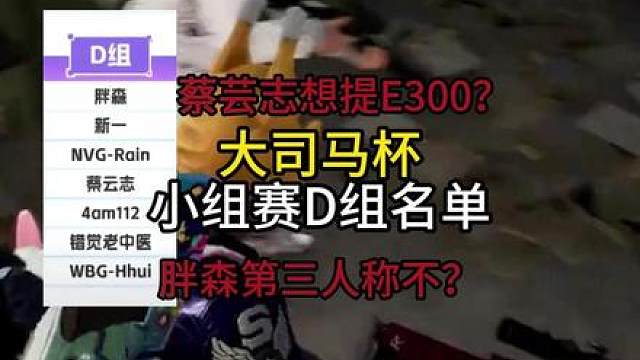 大司马杯D组比赛名单！想提E300！