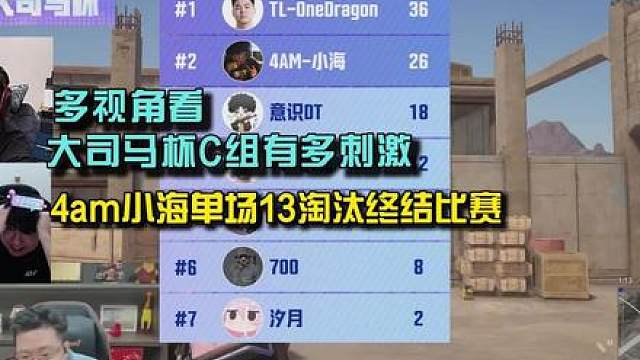 多视角看大司马杯C组意识DT九淘汰迎反转， 4am小海单场13淘汰终结比赛！