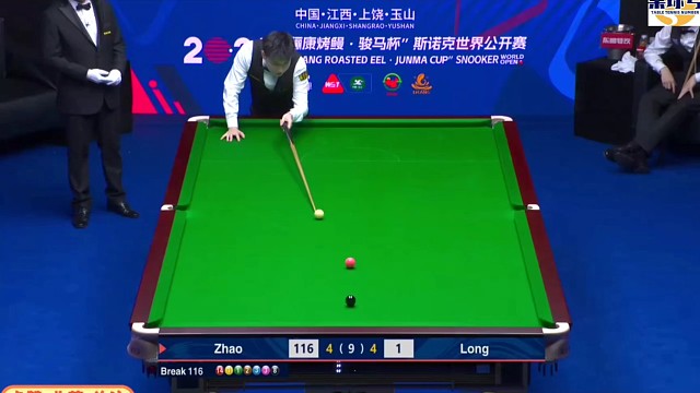 悬空单手 爆杆灌袋！赵心童两破百三90 绝杀龙泽煌晋级32强！#赵心童 #赵心童VS龙泽煌 #世界公