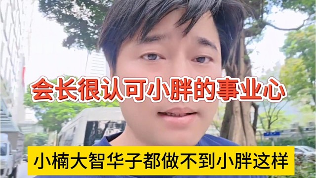 小楠大智华子都做不到小胖这样，会长很认可小胖的事业心