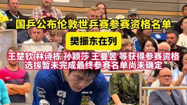 国乒公布伦敦世乒赛参赛资格名单