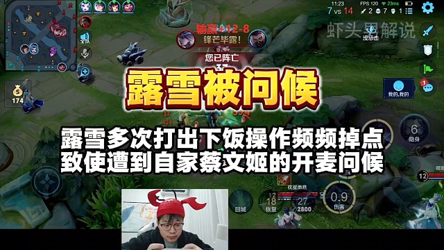 露雪局内多次打出下饭操作频频掉点，结果遭到自家蔡文姬的开麦问候