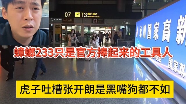 虎子吐槽张开朗是黑嘴狗都不如，蟑螂233只是官方捧起来的工具人