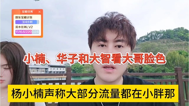 杨小楠声称大部分流量都在小胖那，小楠、华子和大智看大哥脸色