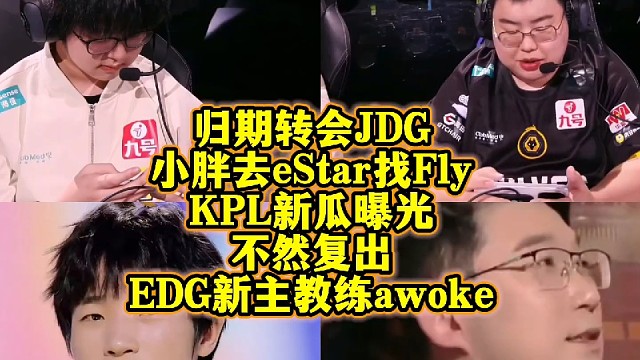 归期转会JDG，小胖去eStar找Fly？KPL新瓜曝光:不然复出，EDG新主教练awoke