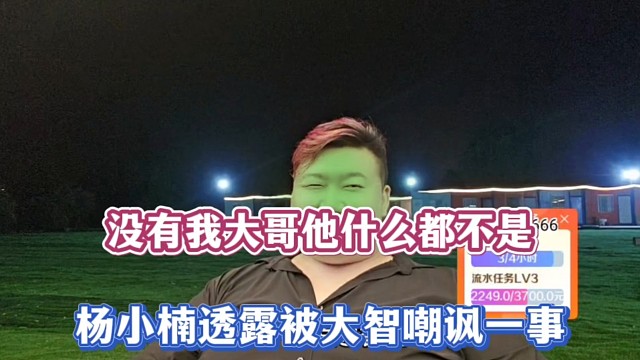 没有我大哥他什么都不是，杨小楠透露被大智嘲一事！