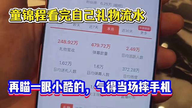 童锦程看完自己礼物流水，再瞄一眼小酷的，气得当场摔手机