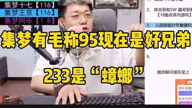 集梦有毛称95现在是好兄弟，233是“蟑螂”！