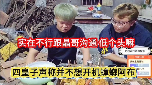 四皇子并不想开机张开朗阿布，实在不行就跟晶哥低个头