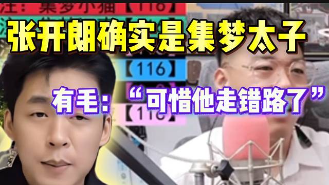 集梦有毛认可张开朗确实是“集梦太子”！但可惜走错路了！