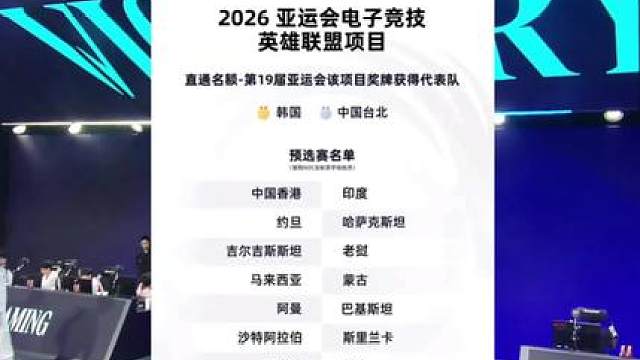 官宣:中国大陆不参加2026亚运会英雄联盟项目！