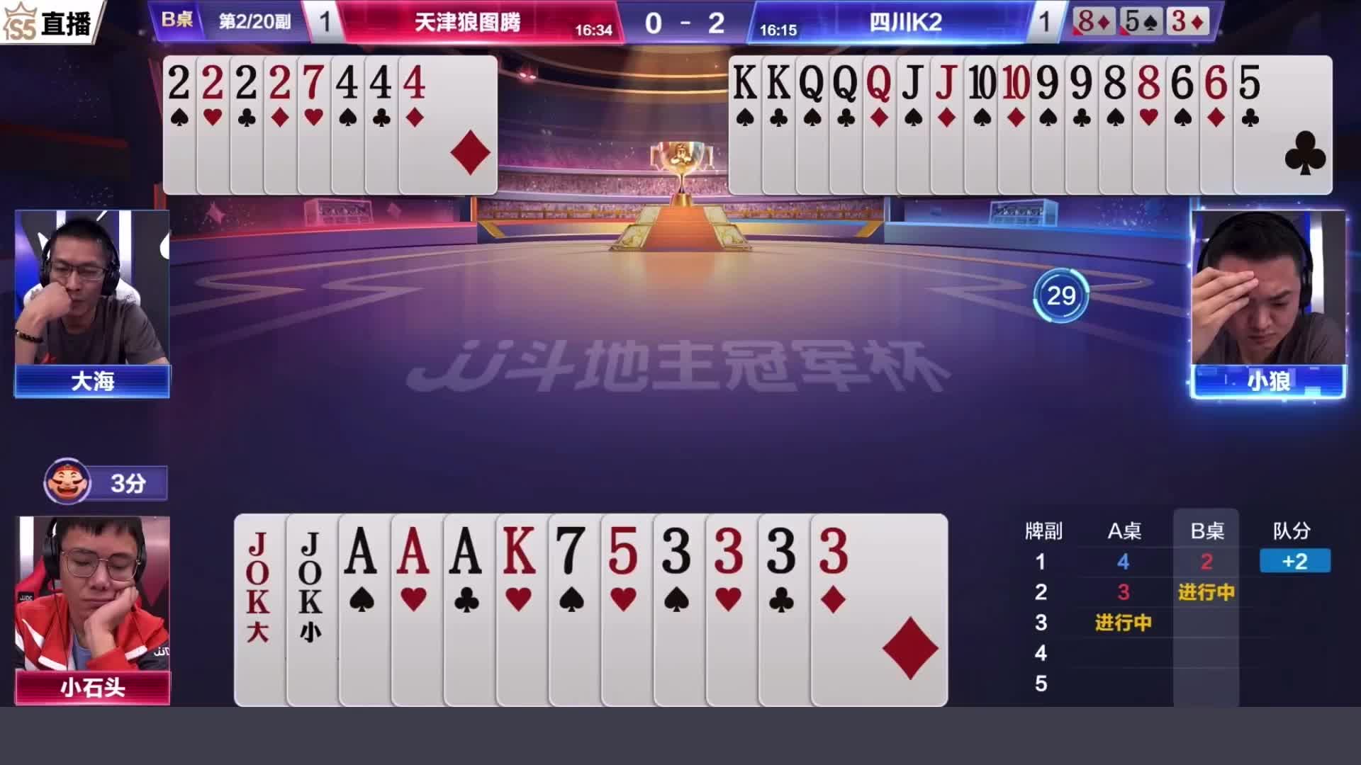 农民差点就赢了可惜牌被同伴接走了