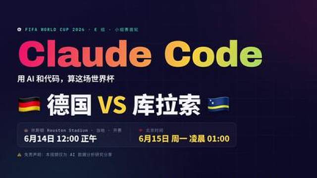 Claude Code分析世界杯：德国 VS 库拉索