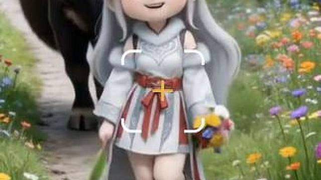 银月走在乡间的小路上