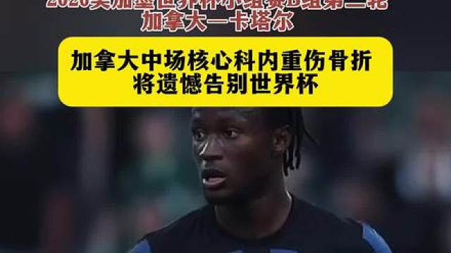 加拿大23岁中场科内重伤