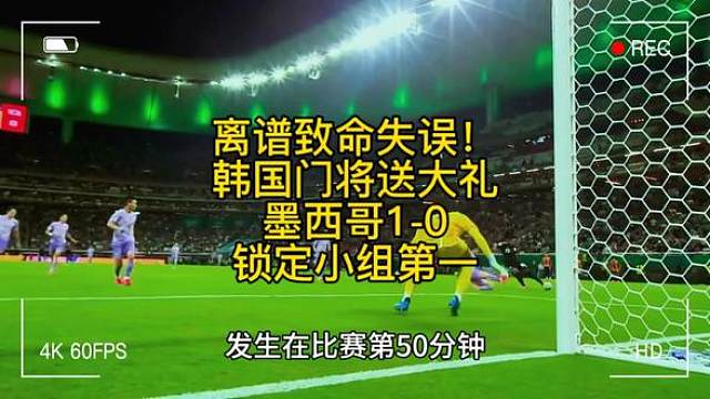离谱低级失误！韩国门将送礼，墨西哥1-0锁定小组第一! 美加墨世界杯A组第二轮，墨西哥1-0战胜韩国提前晋级。
比赛第50分钟韩国门将金承奎出现灾难性失误，罗莫抓住机会打入全场唯一进球。
整场韩国进攻完全哑火，半场0次射正，很难制造有效攻势。
拿下胜利的墨西哥两战全胜稳坐小组头名，韩国出线形势瞬间岌岌可危。