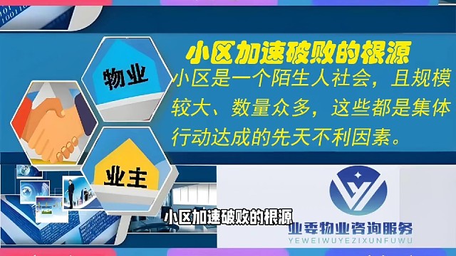 小区加速破败的根源：小区是一个陌生人社会，且规模较大、数量众多，这些都是集体行动达成的先天不利因素。