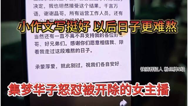 集梦华子怒怼被开除的女主播，小作文写挺好，以后日子更难