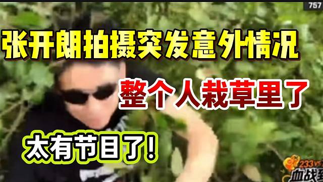 张开朗拍摄突发意外情况，整个人都摔草里了！