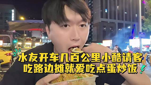 水友开车几百公里小酷请客吃路边摊就爱吃点蛋炒饭