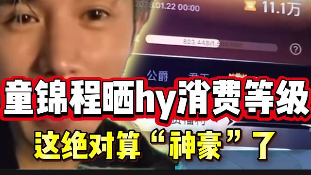 童锦程晒hy消费等级，这绝对算“顶级神豪”了！