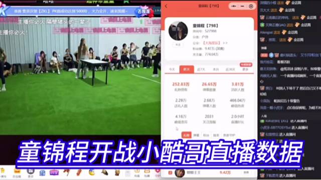 童锦程开战小酷哥直播数据