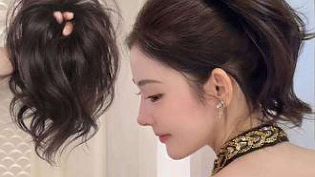 女人鱼卷丸子头假发，高颅顶蓬松感轻松get！