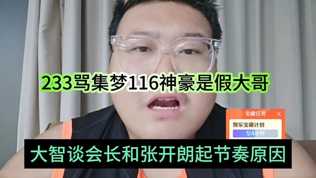 大智谈会长和张开朗起节奏原因，233骂集梦116神豪是假大哥